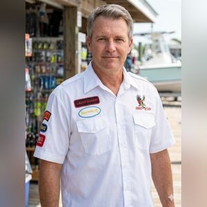 Vintage Eagle Claw Fishing Work Shirt - Todd Size L White Patch Short Sleeve